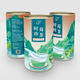 時珍莓茶瓶貼設計